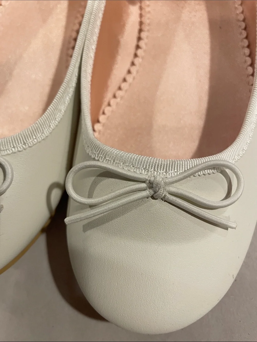 NWT H&M White Girls Ballet Flats with Pink Insole and Bow